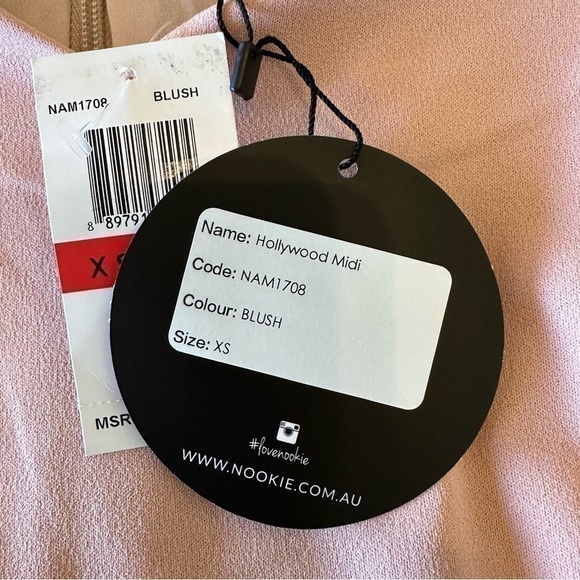 NWT NOOKIE designer blush bodycon form fitting dress - Hollywood midi - Picture 3 of 8